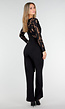 Zwarte Kanten Jumpsuit met V-Hals en Stretch