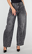 Grijze Barrel Jeans met Stonewashed Look en Hoge Taille