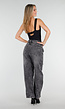 Grijze Barrel Jeans met Stonewashed Look en Hoge Taille