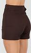 Bruine Linnenlook Overslag Stretch Skort