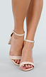Beige Sandalen met Enkelbandje en Blokhak