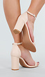 Beige Sandalen met Enkelbandje en Blokhak