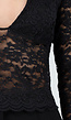 Zwarte Crop Top met Kant en Lange Mouwen
