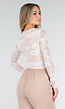 Witte Kant Bodysuit met Stretch en Beige Onderlaag