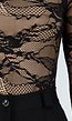 Zwarte Kant Bodysuit met Stretch en Beige Onderlaag