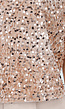 Beige Pailletten Top met Korte Mouwen en Ronde Hals