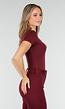 Bordeauxrode Bodysuit met Korte Mouwen en Diepe V-Hals in Stretchstof
