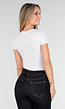 Witte Bodysuit met Korte Mouwen en Diepe V-Hals in Stretchstof