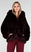 Bordeauxrode Faux Fur Jas met Capuchon
