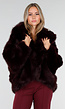 Bordeauxrode Faux Fur Jas met Capuchon