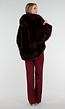 Bordeauxrode Faux Fur Jas met Capuchon