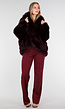 Bordeauxrode Faux Fur Jas met Capuchon