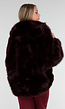 Bordeauxrode Faux Fur Jas met Capuchon