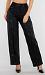 Zwarte Straight Leg Super Stretch Pantalon met Glitters