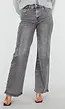 Grijze Wide Leg Jeans met Hoge Taille en Strass Details