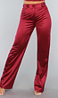 Burgundy Pantalon van Stretch Satijn in Model
