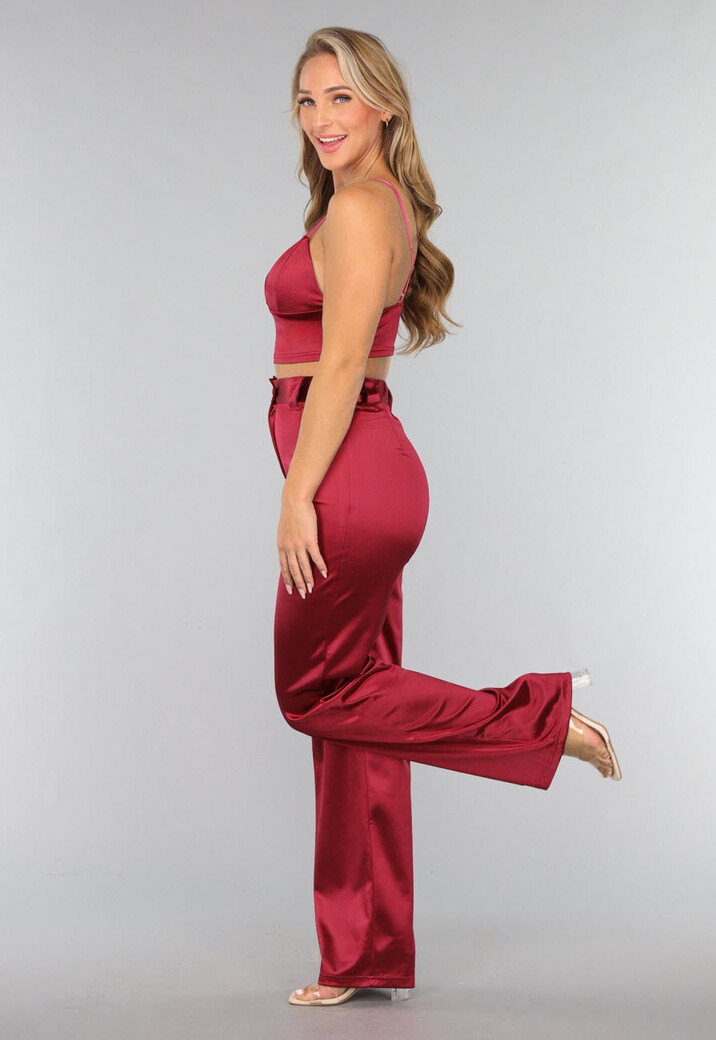 Burgundy Triangel Top met Satin Look