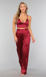 Burgundy Triangel Top met Satin Look