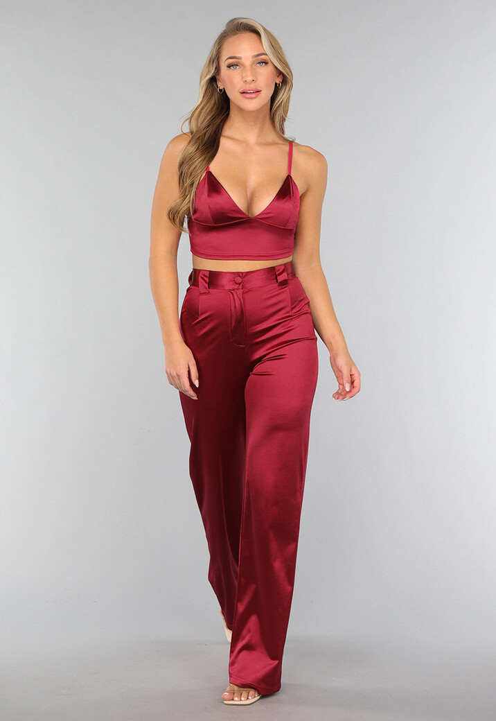 Burgundy Triangel Top met Satin Look