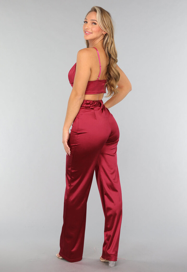 Burgundy Triangel Top met Satin Look
