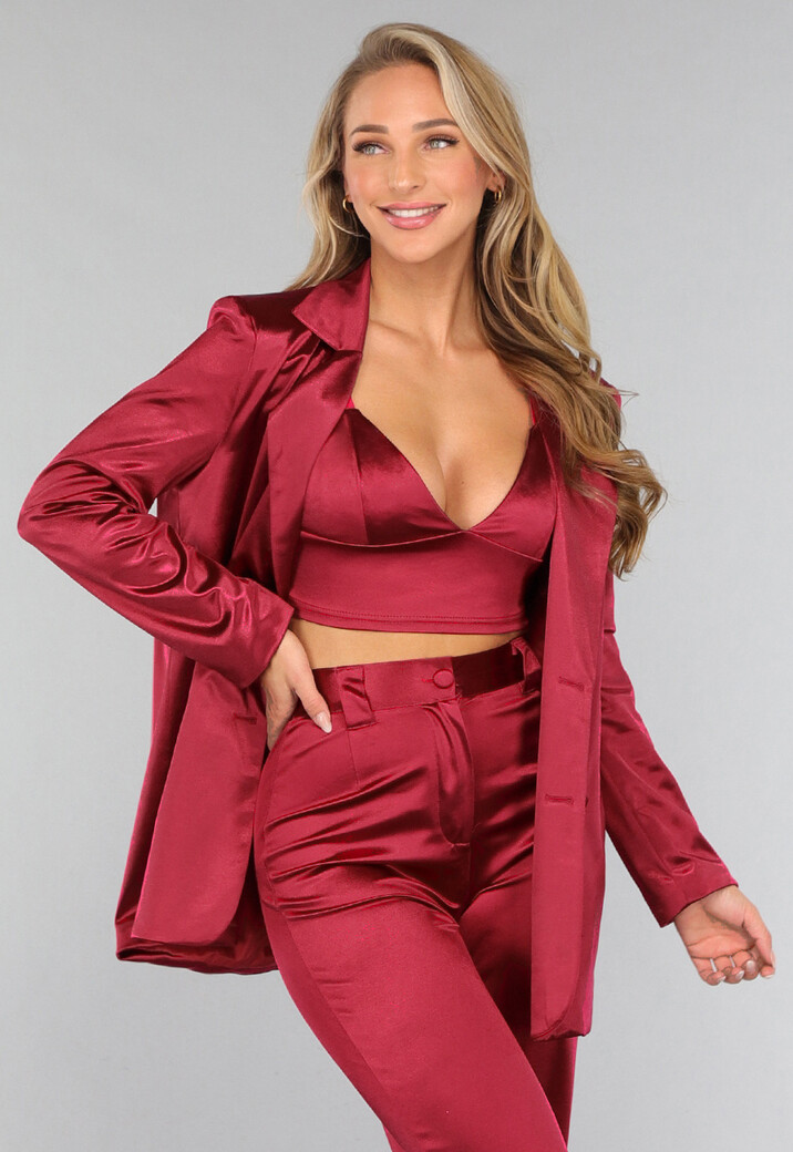 Burgundy Triangel Top met Satin Look