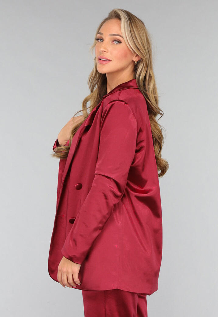 Burgundy Satijnen Blazer