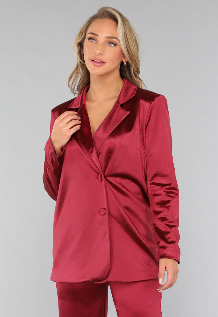 Burgundy Satijnen Blazer