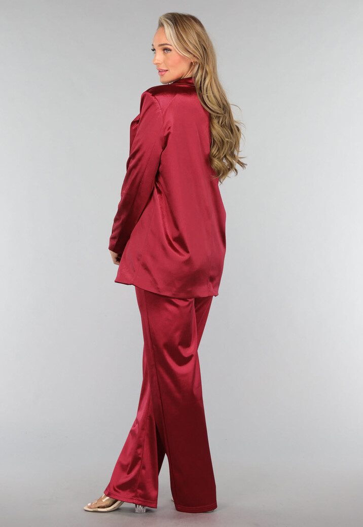 Burgundy Satijnen Blazer