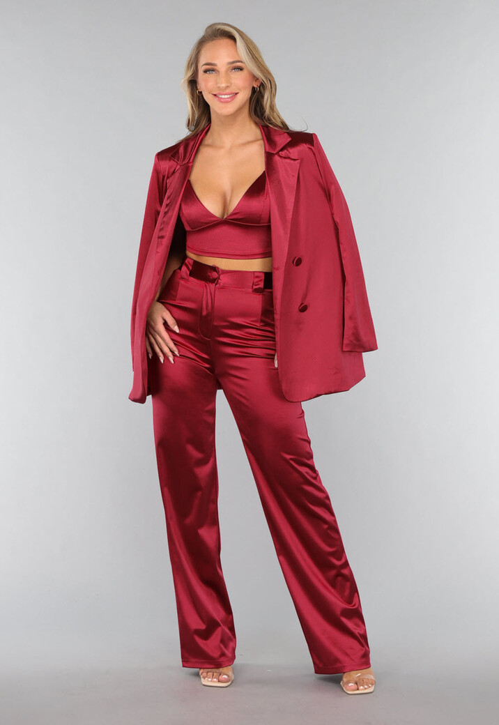 Burgundy Satijnen Blazer