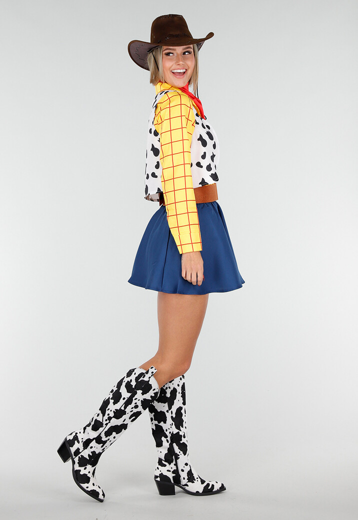 Cowgirl Kostuum met Geruite Blouse Gilet en Rode Bandana