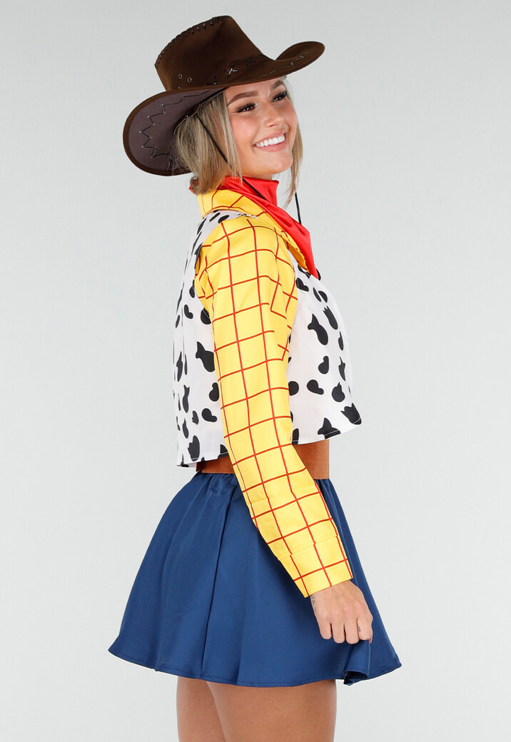 Cowgirl Kostuum met Geruite Blouse Gilet en Rode Bandana