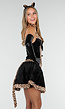Panterprint Katten Kostuum met Ruffle Rok en Stretch