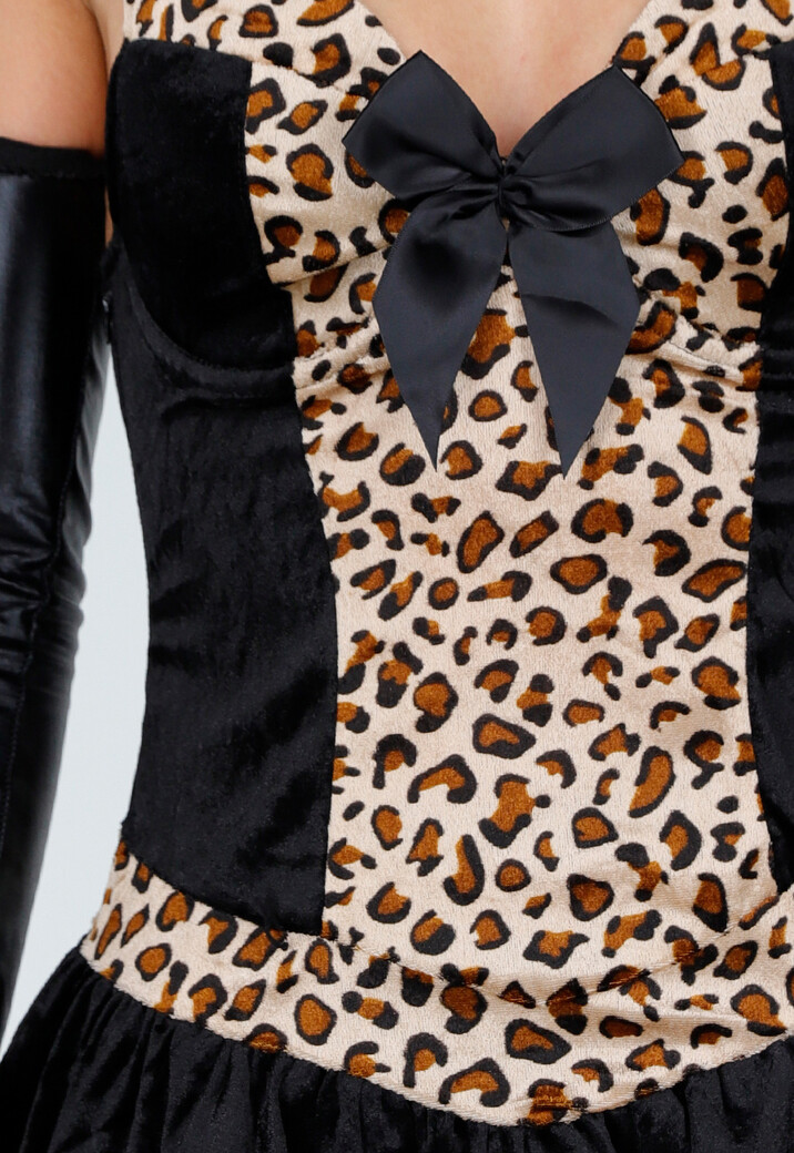 Panterprint Katten Kostuum met Ruffle Rok en Stretch