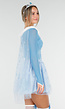 IJsprinses Kostuum met Blauw Jurkje Sneeuwvlokken Cape en Stretch