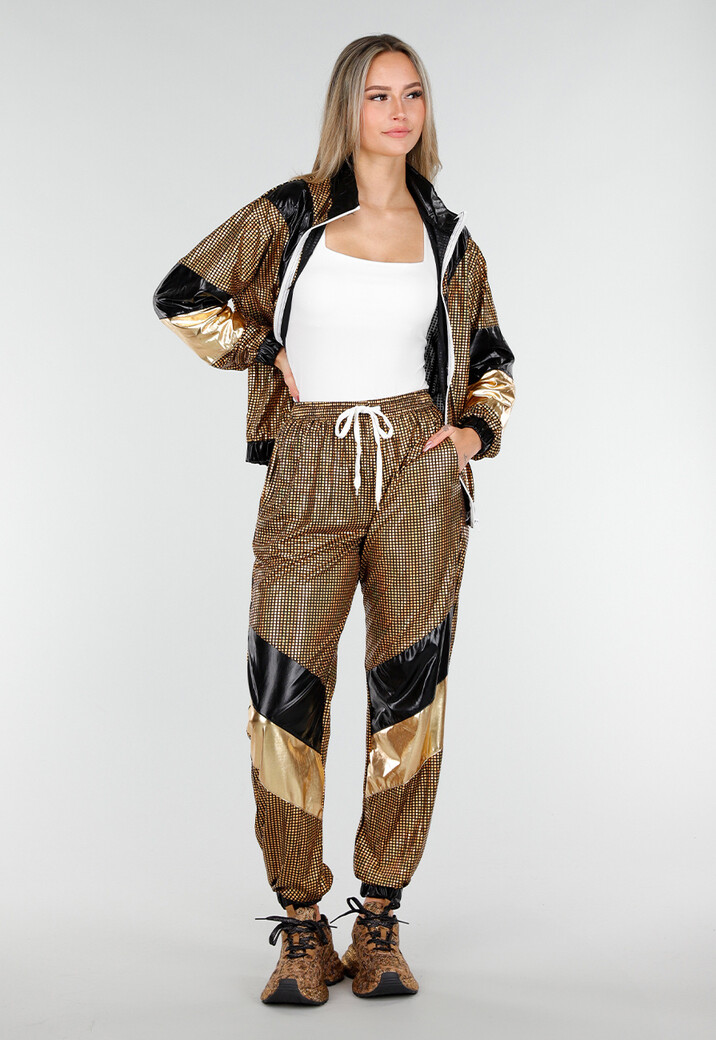 Goud Zwart Gabber Pak met Retro Glans en Sportieve Stretch