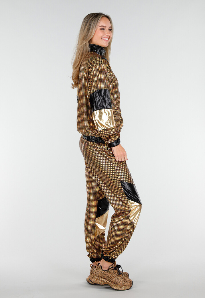 Goud Zwart Gabber Pak met Retro Glans en Sportieve Stretch