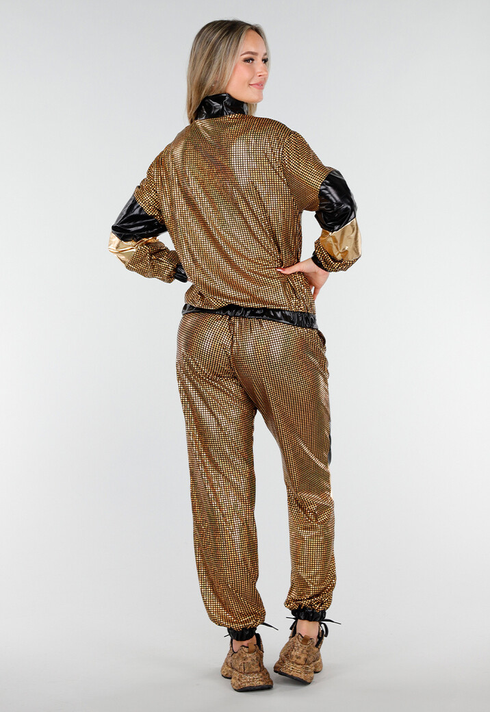 Goud Zwart Gabber Pak met Retro Glans en Sportieve Stretch