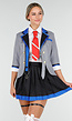 School Uniform Kostuum met Grijze Blazer Blouse Set met Rok en Stropdas