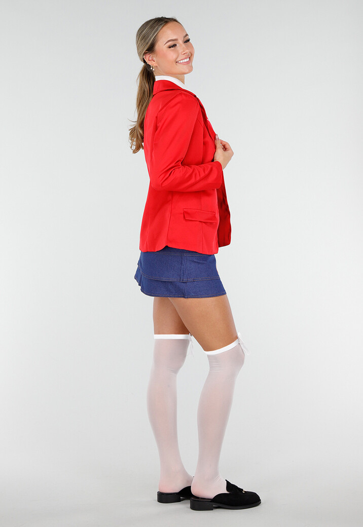 School Girl Uniform Kostuum met Rode Blazer en Stropdas