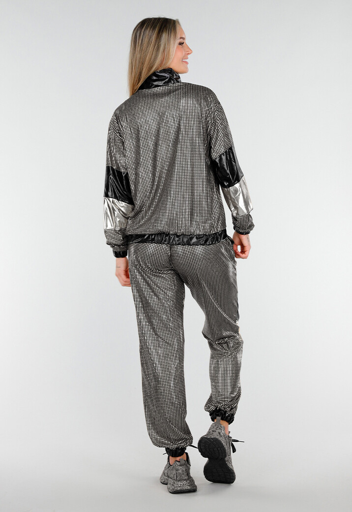 Zilver Zwart Gabber Pak met Retro Glans en Sportieve Stretch