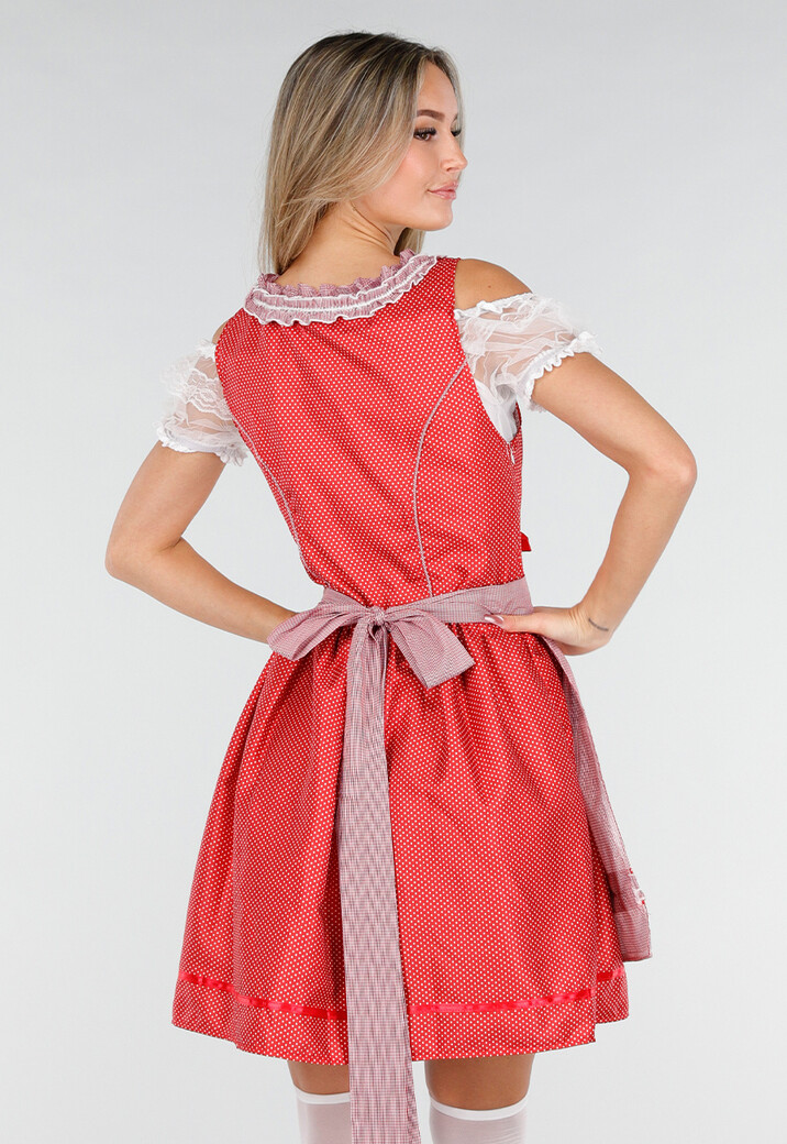 Rood Oktoberfest Dirndl Jurkje met Stippen