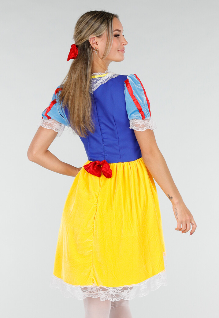 Sneeuwwitje Kostuum met Kanten Afwerking en Pofmouwen