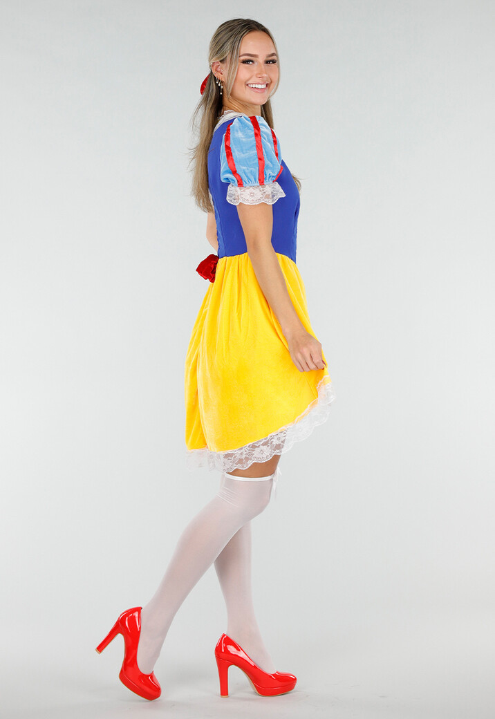 Sneeuwwitje Kostuum met Kanten Afwerking en Pofmouwen