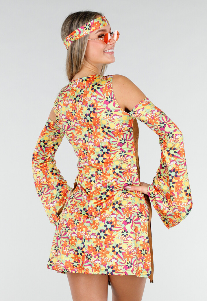 Hippie Jurk met Gilet en Hoofdband in Bloemenprint