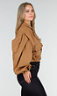Camelkleurige Cropped Jas met Oversized Mouwen en Knopen
