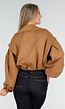 Camelkleurige Cropped Jas met Oversized Mouwen en Knopen