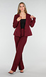 Bordeauxrode Blazer met Diepe Halslijn en Getailleerde Pasvorm