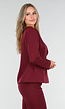 Bordeauxrode Blazer met Diepe Halslijn en Getailleerde Pasvorm