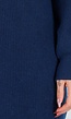 Donkerblauwe Gebreide Trui Jurk met Strik op de Rug en V-Hals