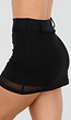 Zwarte Mesh Skort met Stretch en Riemlussen